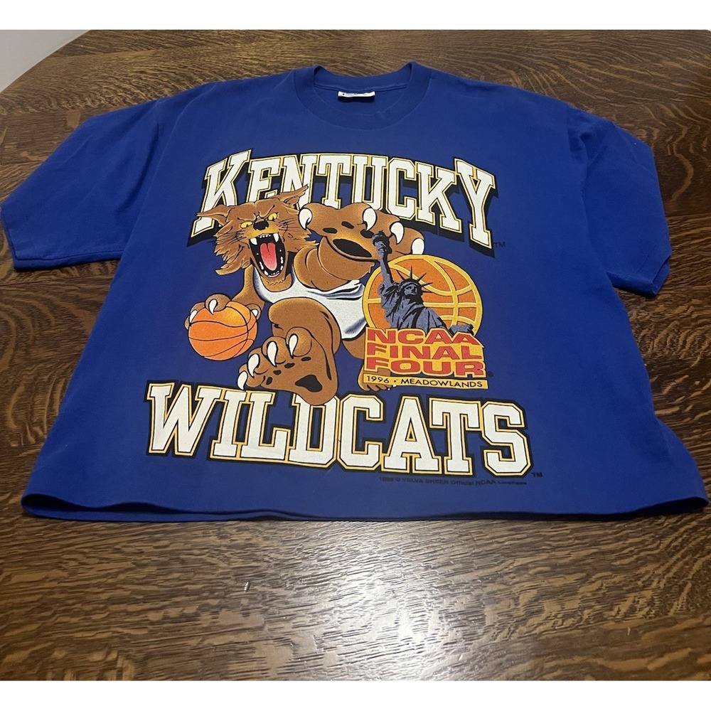 Vintage UK Kentucky Wildcats 1996 NCAA Champions Cropped Velva Sheen XL